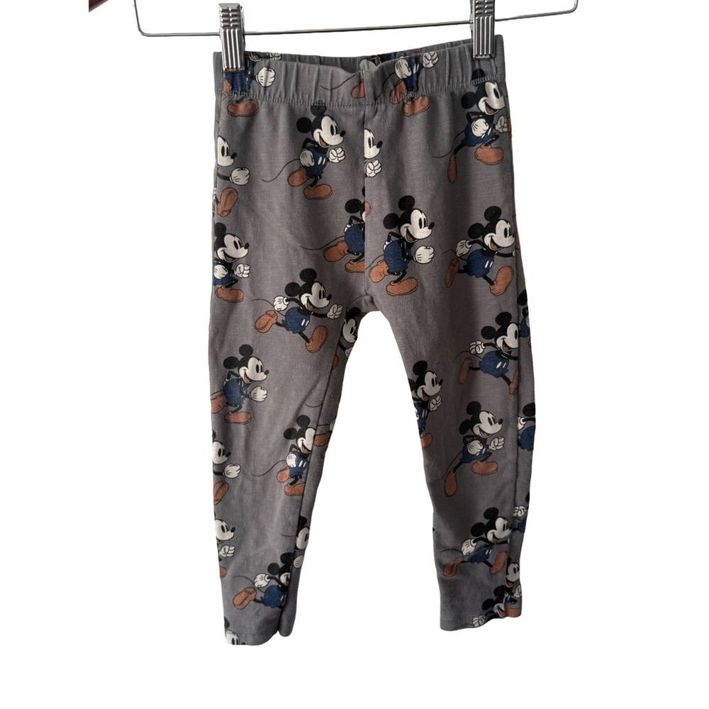 Zara Charcoal Disney Mickey Mouse Print Pants 3/4 Years